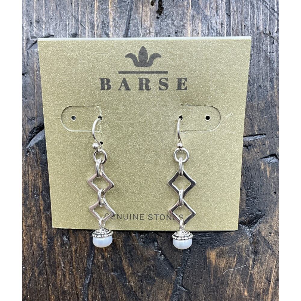 Barse Mod Pearl Diamond Earrings- Sterling Silver- NWT